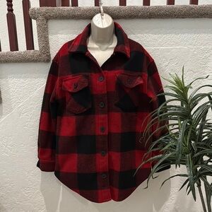 TIME AND TRU Buffalo Plaid Jacket - Red and Black Size M EUC
